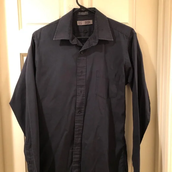 oleg cassini dress shirt Oleg Cassini Dress Shirt Mens 15.5 Medium Green Button-Up Top Cutaway Collar